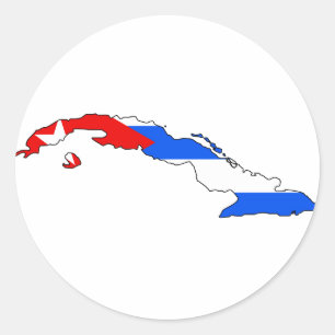 Cuba flag map classic round sticker