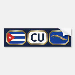 Cuba Flag Map Code Bumper Sticker
