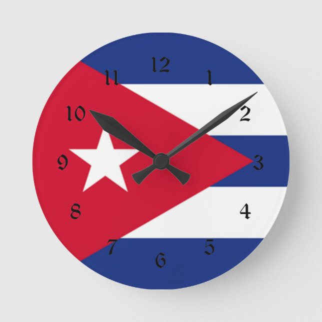 Cuba: Flag of Cuba Round Clock (Front)