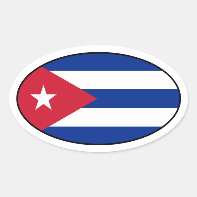 Cuba Flag Oval Sticker (Front)