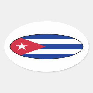 Cuba Flag Oval Sticker