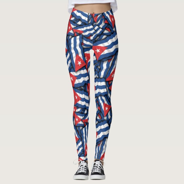 Cuba Flag Pattern Leggings (Front)