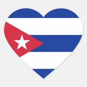 Cuba Flag Splendid Patriotic Heart Sticker