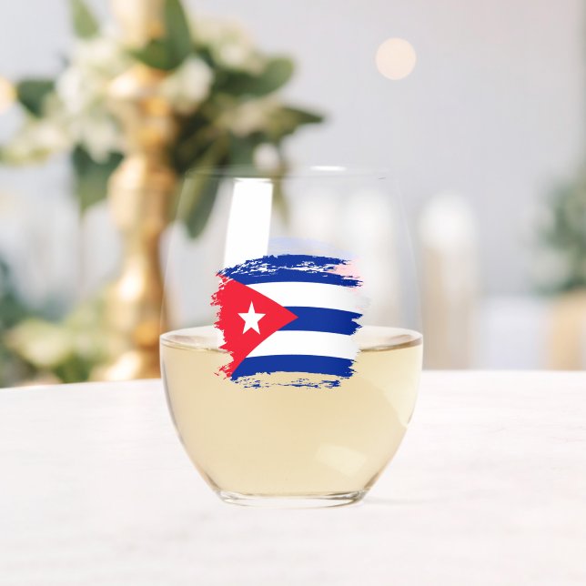 Cuba flag stemless wine glass (Insitu (Wedding))
