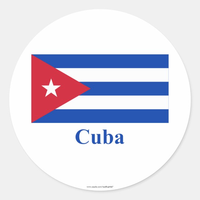 Cuba Flag with Name Classic Round Sticker (Front)