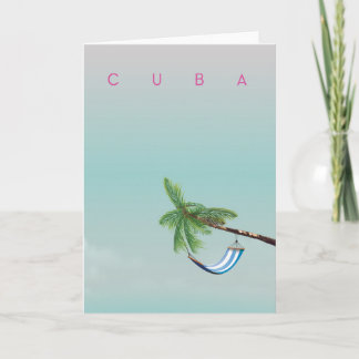Cuba Hammock Vintage style vacation print. Holiday Card