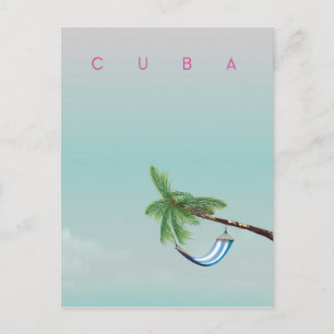 Cuba Hammock Vintage style vacation print. Postcard