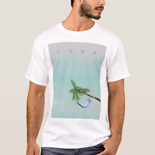 Cuba Hammock Vintage style vacation print. T-Shirt (Front)