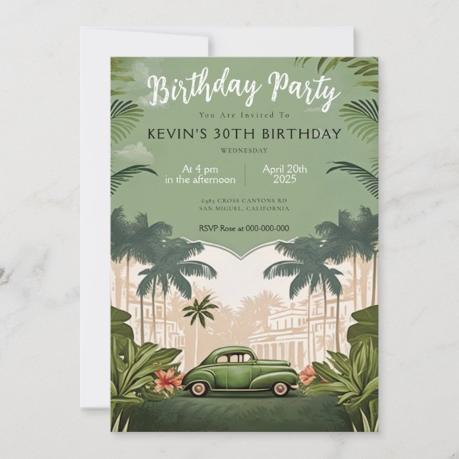 Cuba Havana Birthday Party Invitation (Front)