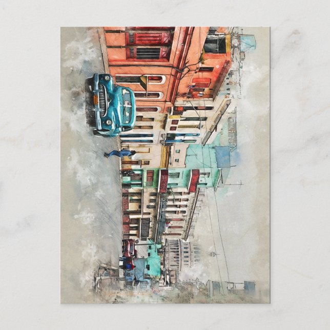 Cuba Havana Cuban Old Car Caribbean Beach Postcard (Front)