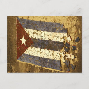 CUBA, Havana. Mosaic puzzle of the cuban flag in Postcard