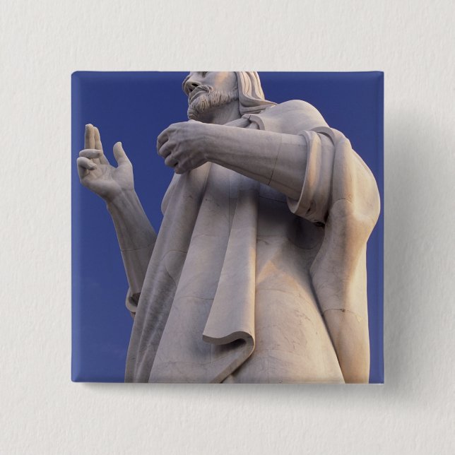 Cuba, Havana, Sculpture of Jesus. 2 Inch Square Button (Front)
