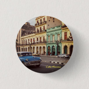 Cuba Havana Vintage Classic Car Cityscape 1 Inch Round Button
