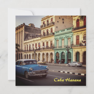 Cuba Havana Vintage Classic Car Cityscape Holiday Card