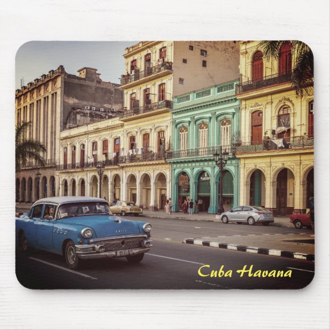 Cuba Havana Vintage Classic Car Cityscape Mouse Pad (Front)