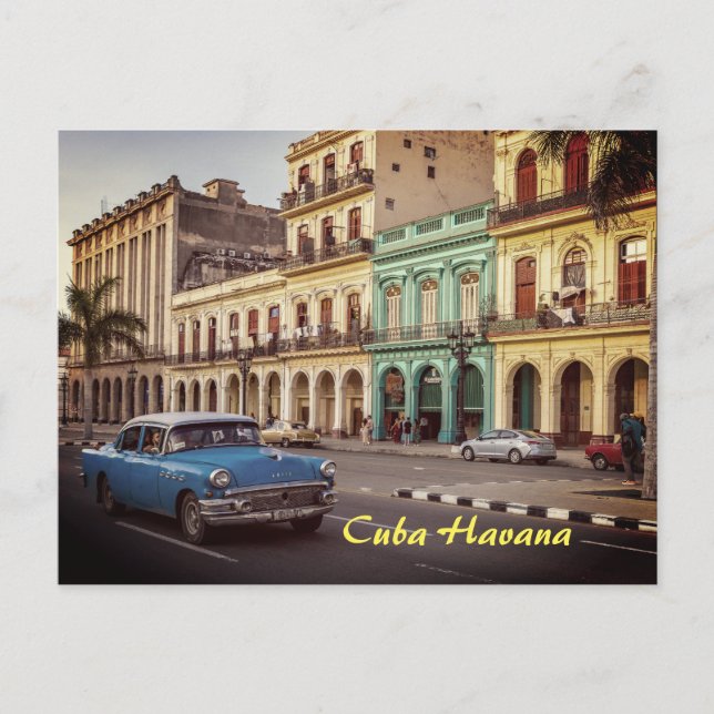 Cuba Havana Vintage Classic Car Cityscape Postcard (Front)