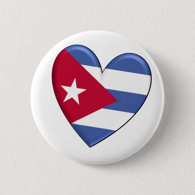Cuba Heart Flag 2 Inch Round Button (Front)