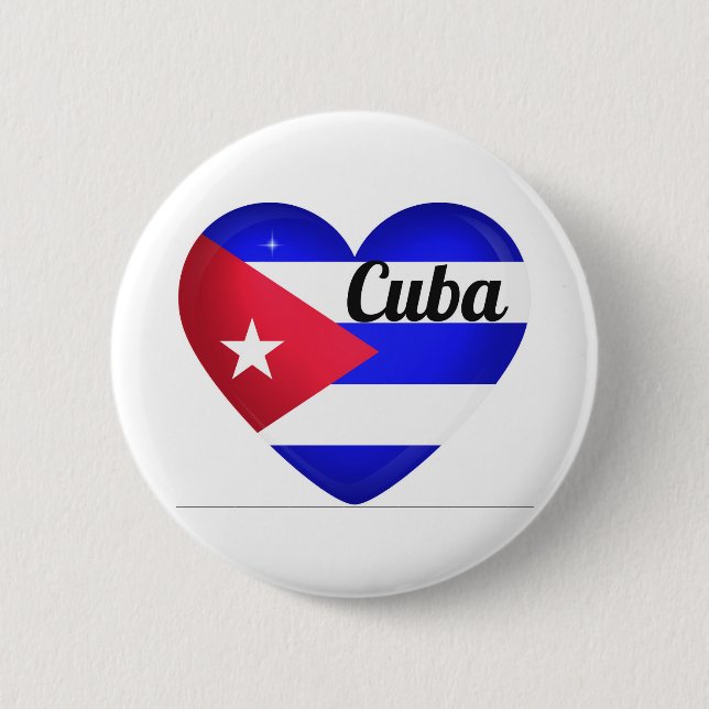 Cuba Heart Flag 2 Inch Round Button (Front)