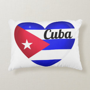 Cuba Heart Flag Accent Pillow
