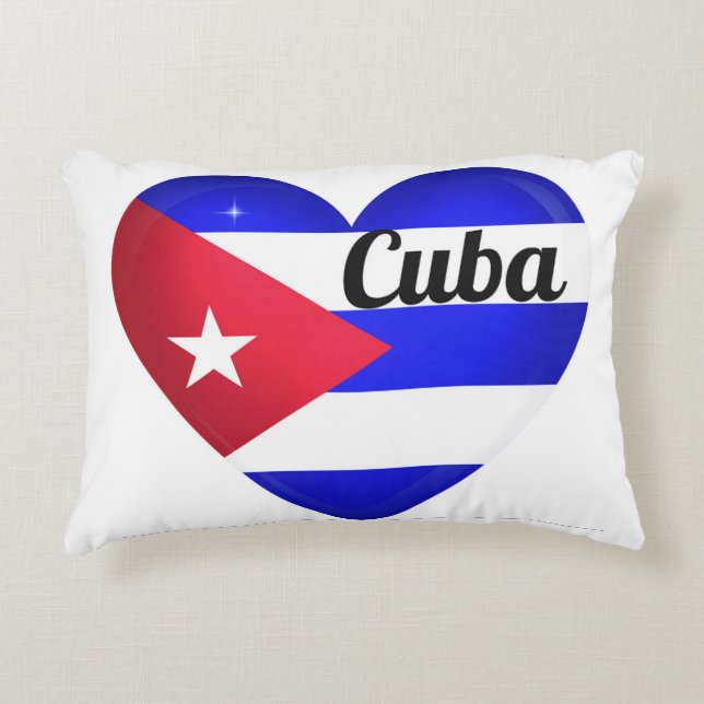 Cuba Heart Flag Accent Pillow (Front)
