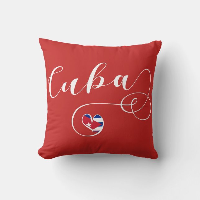 Cuba Heart Flag, Cuban Heart Design Throw Pillow (Front)