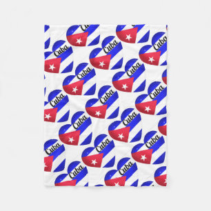 Cuba Heart Flag Fleece Blanket