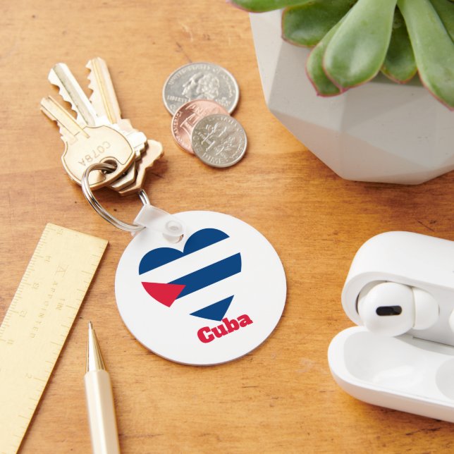 Cuba Heart Flag Keychain (Desk)