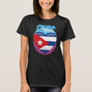 Cuba Heart Retro Havana City Caribbean Cuban Flag  T-Shirt