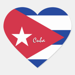 Cuba Heart Sticker, Patriotic Cuban Flag Sticker