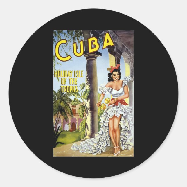 Cuba Holiday Isle Of The Tropics Classic Round Sticker (Front)