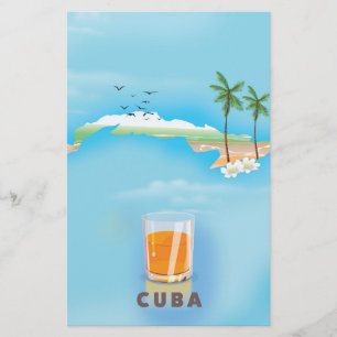 Cuba Illustrated map travel poster