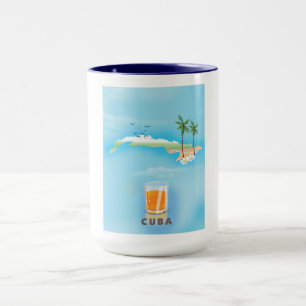 Cuba Illustrated map travel poster Mug