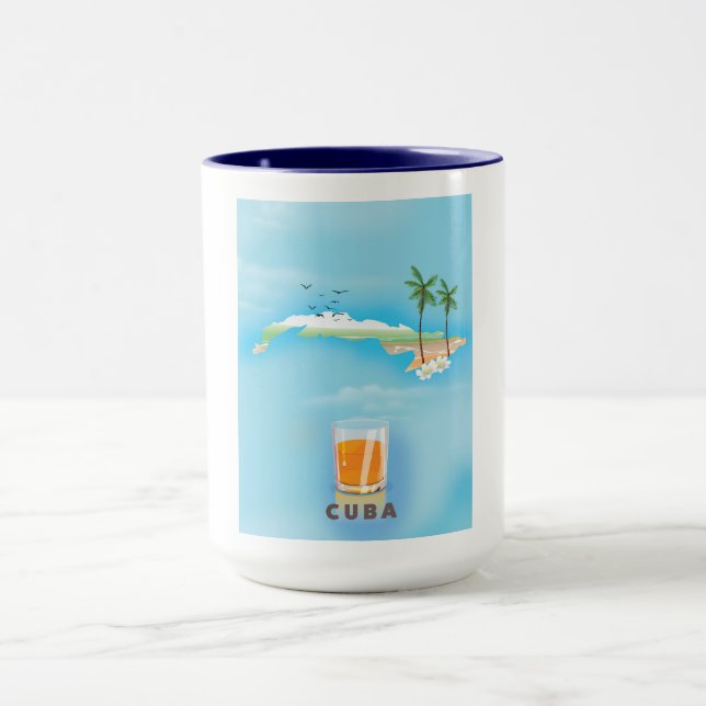 Cuba Illustrated map travel poster Mug (Center)