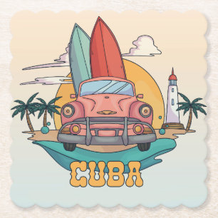 Cuba Illustration Paper Coaster