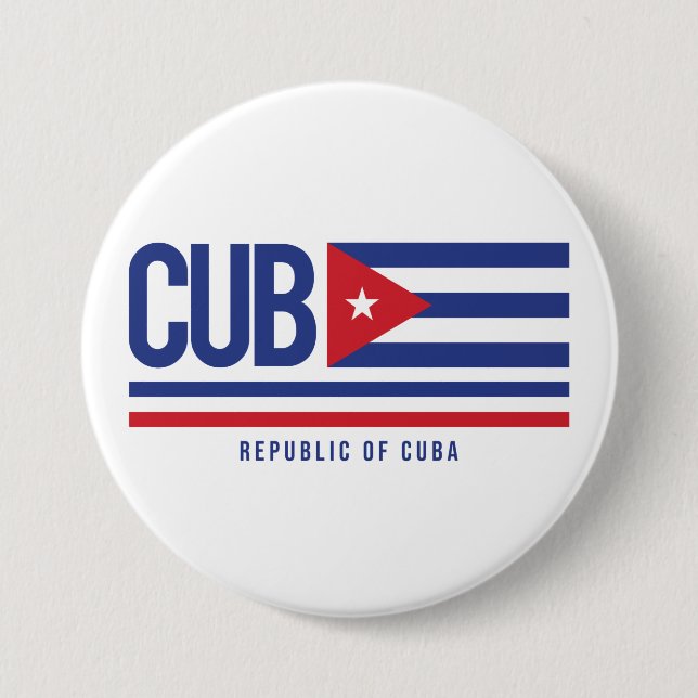 Cuba ISO Code Alpha 3 design 3 Inch Round Button (Front)