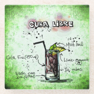Cuba Libre Drink Recipe Glass Coaster