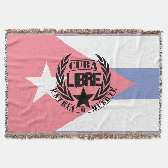 Cuba Libre Motto Laurels Throw Blanket (Front)