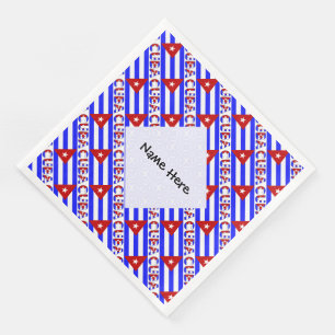 Cuba Light Cuban Flag Tiled Personalized Name  Napkin