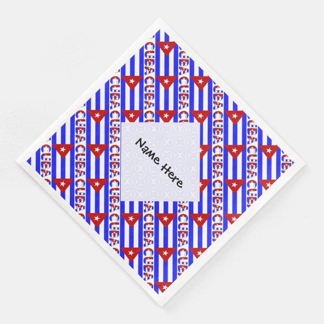 Cuba Light Cuban Flag Tiled Personalized Name  Napkin (Corner)