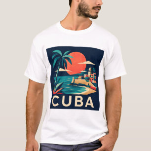 Cuba Modern Geometric Travel Art T-Shirt