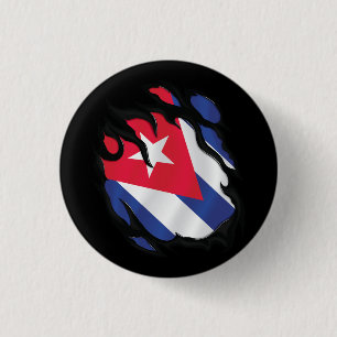 Cuba Ripped Flag 1 Inch Round Button