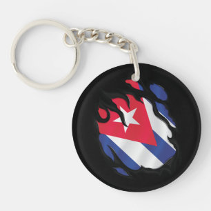 Cuba Ripped Flag Keychain