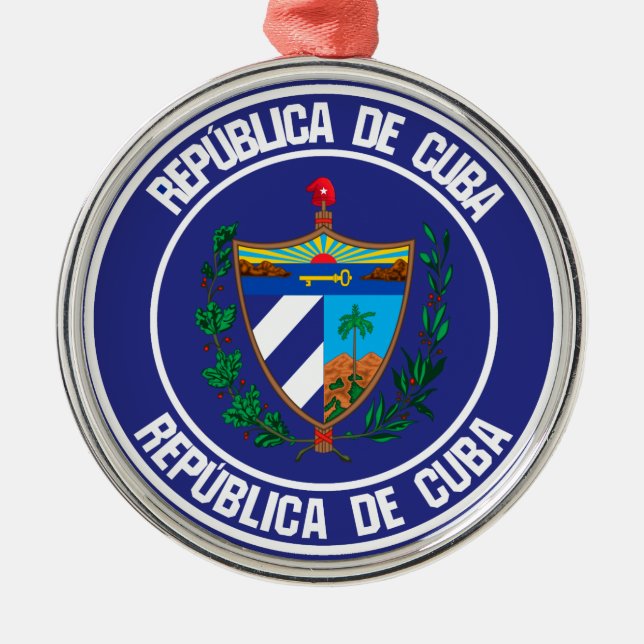 Cuba Round Emblem Metal Ornament (Front)