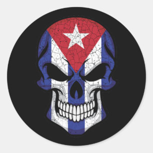Cuba Smiling Skull Flag Classic Round Sticker