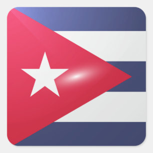 Cuba square glossy flag sticker