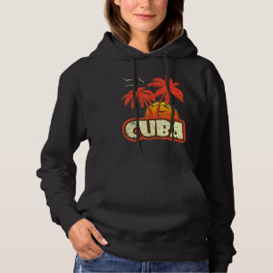 Cuba Summer Palm Trees 80s Beach Sunset Hoodie