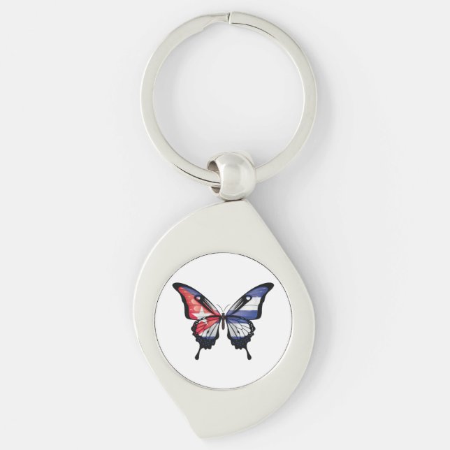 Cuba Swallowtail Butterfly Flag Sticker Keychain (Front)