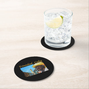 Cuba - Trinidad Cuban Cigar Art Round Paper Coaster