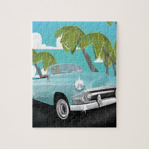 Cuba vintage car travel poster jigsaw puzzle