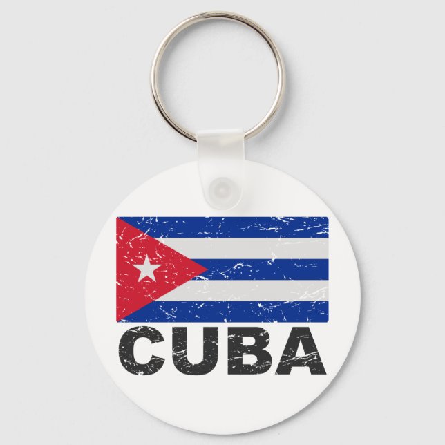 Cuba Vintage Flag Keychain (Front)